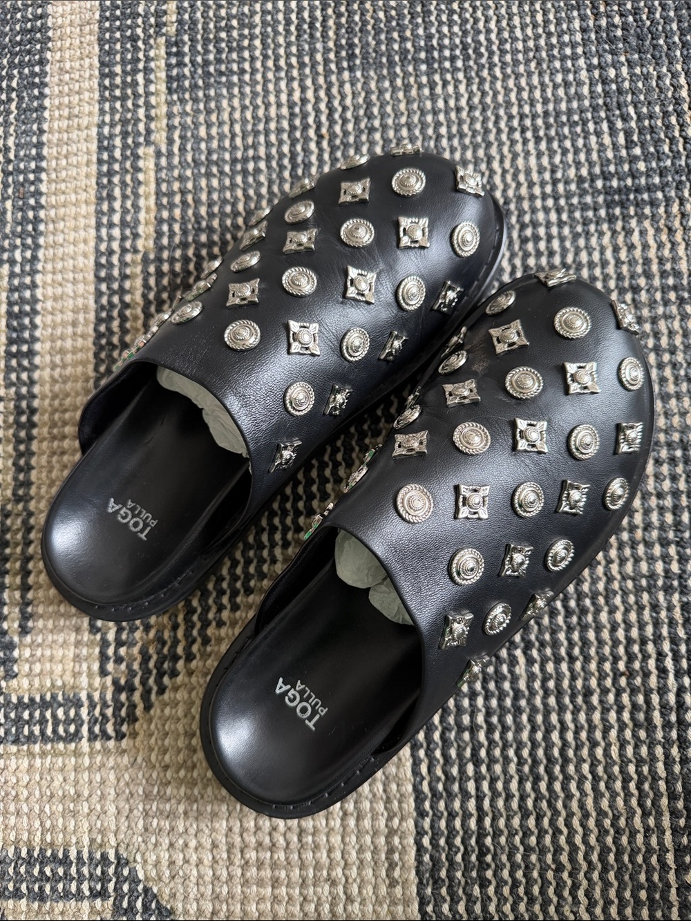 TOGA Pulla Black Studded Platform Loafer Mule